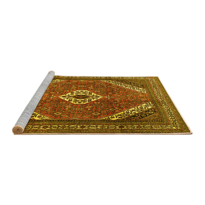 Sideview of Machine Washable Persian Yellow Traditional Rug, wshtr3802yw