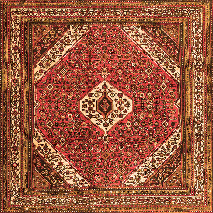 Round Machine Washable Persian Orange Traditional Area Rugs, wshtr3802org