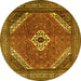 Round Persian Yellow Traditional Rug, tr3802yw