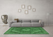 Machine Washable Persian Emerald Green Traditional Area Rugs in a Living Room,, wshtr3802emgrn