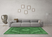 Machine Washable Persian Emerald Green Traditional Rug, wshtr3802emgrn