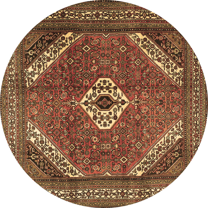Round Persian Brown Traditional Rug, tr3802brn