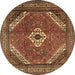 Round Persian Brown Traditional Rug, tr3802brn