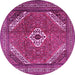 Round Persian Pink Traditional Rug, tr3802pnk