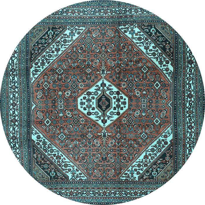 Round Machine Washable Persian Light Blue Traditional Rug, wshtr3802lblu