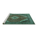 Sideview of Machine Washable Persian Turquoise Traditional Area Rugs, wshtr3802turq