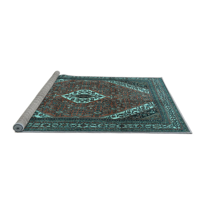 Sideview of Machine Washable Persian Light Blue Traditional Rug, wshtr3802lblu