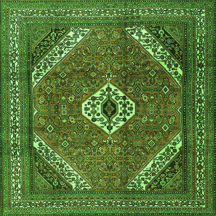 Round Machine Washable Persian Green Traditional Area Rugs, wshtr3802grn
