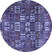 Round Machine Washable Persian Blue Traditional Rug, wshtr3803blu