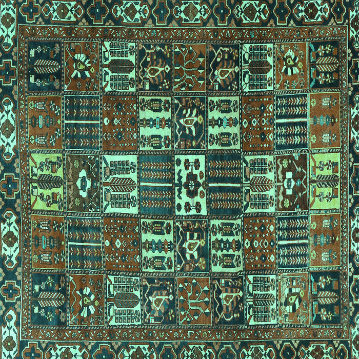 Square Machine Washable Persian Turquoise Traditional Area Rugs, wshtr3803turq
