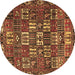 Round Machine Washable Persian Brown Traditional Rug, wshtr3803brn