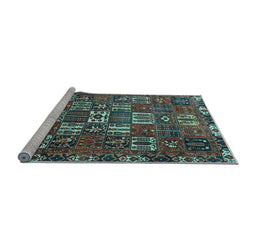 Sideview of Machine Washable Persian Light Blue Traditional Rug, wshtr3803lblu