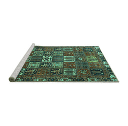 Sideview of Machine Washable Persian Turquoise Traditional Area Rugs, wshtr3803turq
