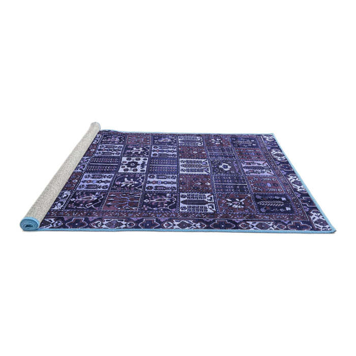 Sideview of Machine Washable Persian Blue Traditional Rug, wshtr3803blu