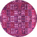 Round Machine Washable Persian Pink Traditional Rug, wshtr3803pnk