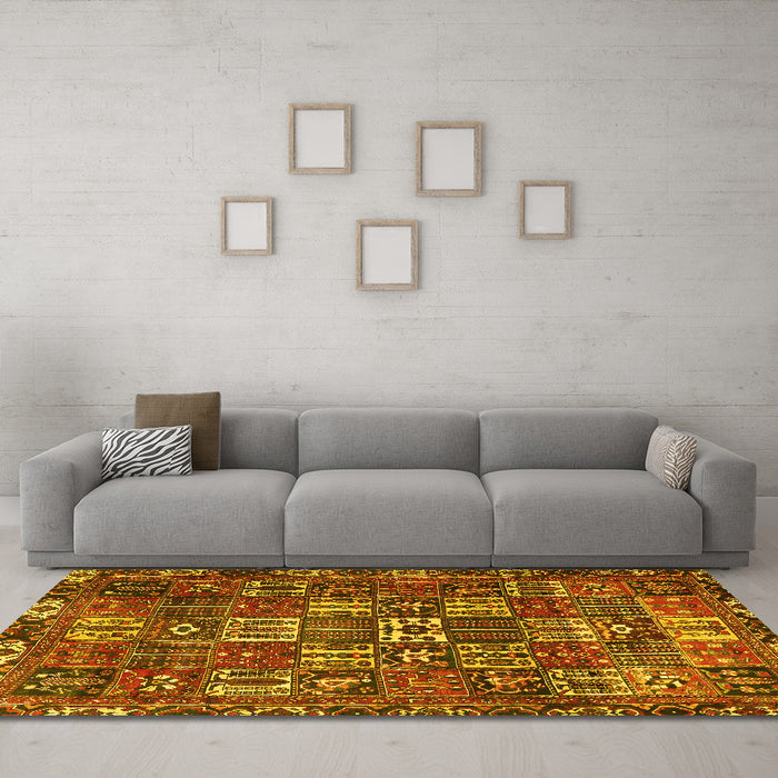 Machine Washable Persian Yellow Traditional Rug in a Living Room, wshtr3803yw