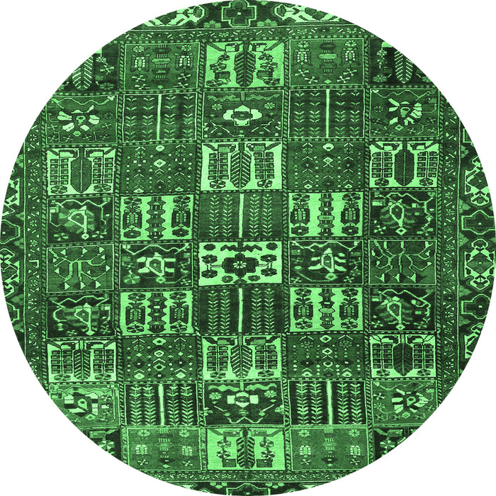 Round Persian Emerald Green Traditional Rug, tr3803emgrn