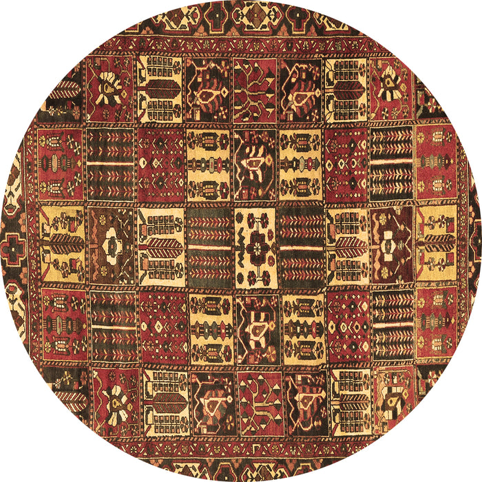 Round Persian Brown Traditional Rug, tr3803brn