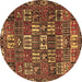 Round Persian Brown Traditional Rug, tr3803brn