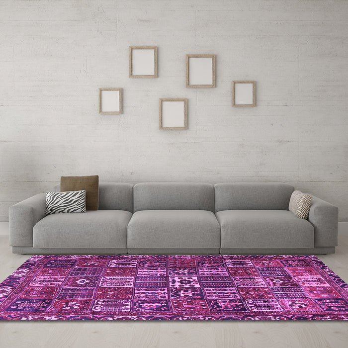 Machine Washable Persian Purple Traditional Area Rugs in a Living Room, wshtr3803pur
