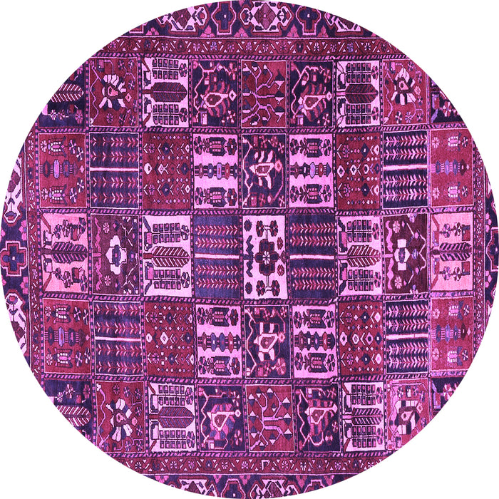 Round Machine Washable Persian Purple Traditional Area Rugs, wshtr3803pur