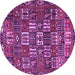 Round Machine Washable Persian Purple Traditional Area Rugs, wshtr3803pur