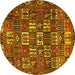 Round Persian Yellow Traditional Rug, tr3803yw