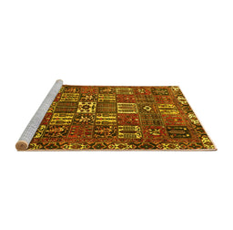 Sideview of Machine Washable Persian Yellow Traditional Rug, wshtr3803yw