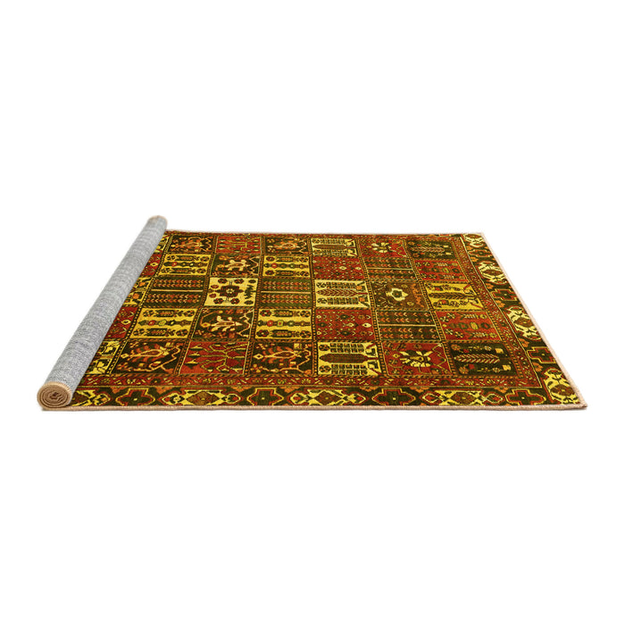 Sideview of Machine Washable Persian Yellow Traditional Rug, wshtr3803yw