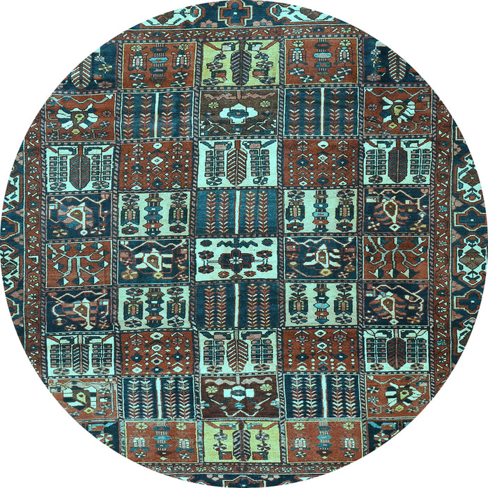 Round Machine Washable Persian Light Blue Traditional Rug, wshtr3803lblu