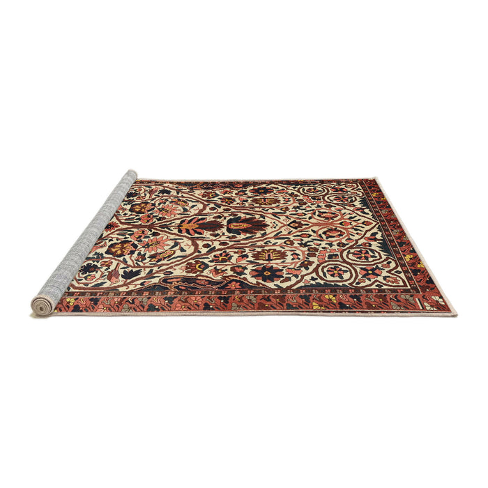 Sideview of Machine Washable Traditional Saffron Red Rug, wshtr3804