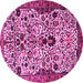 Round Persian Pink Traditional Rug, tr3804pnk