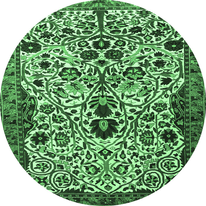 Round Persian Emerald Green Traditional Rug, tr3804emgrn