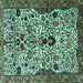 Square Machine Washable Persian Turquoise Traditional Area Rugs, wshtr3804turq