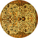 Round Persian Yellow Traditional Rug, tr3804yw