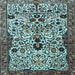 Square Machine Washable Persian Light Blue Traditional Rug, wshtr3804lblu