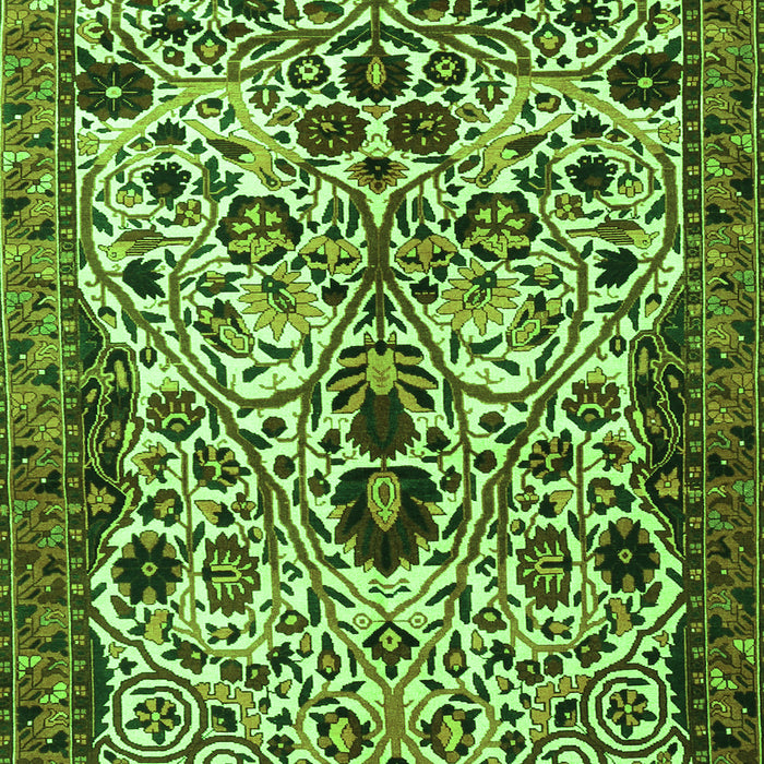 Serging Thickness of Machine Washable Persian Green Traditional Area Rugs, wshtr3804grn
