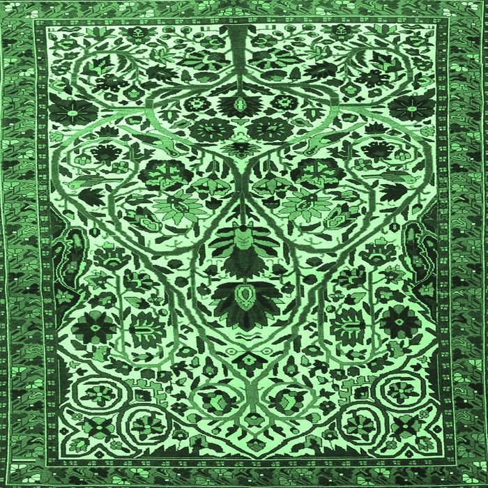 Square Persian Emerald Green Traditional Rug, tr3804emgrn