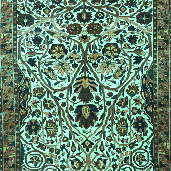 Machine Washable Persian Turquoise Traditional Area Rugs, wshtr3804turq