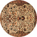 Round Persian Brown Traditional Rug, tr3804brn