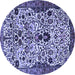 Round Persian Blue Traditional Rug, tr3804blu