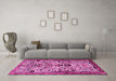 Machine Washable Persian Pink Traditional Rug in a Living Room, wshtr3804pnk