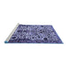 Sideview of Machine Washable Persian Blue Traditional Rug, wshtr3804blu