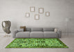 Machine Washable Persian Green Traditional Area Rugs in a Living Room,, wshtr3804grn