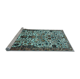 Sideview of Machine Washable Persian Light Blue Traditional Rug, wshtr3804lblu
