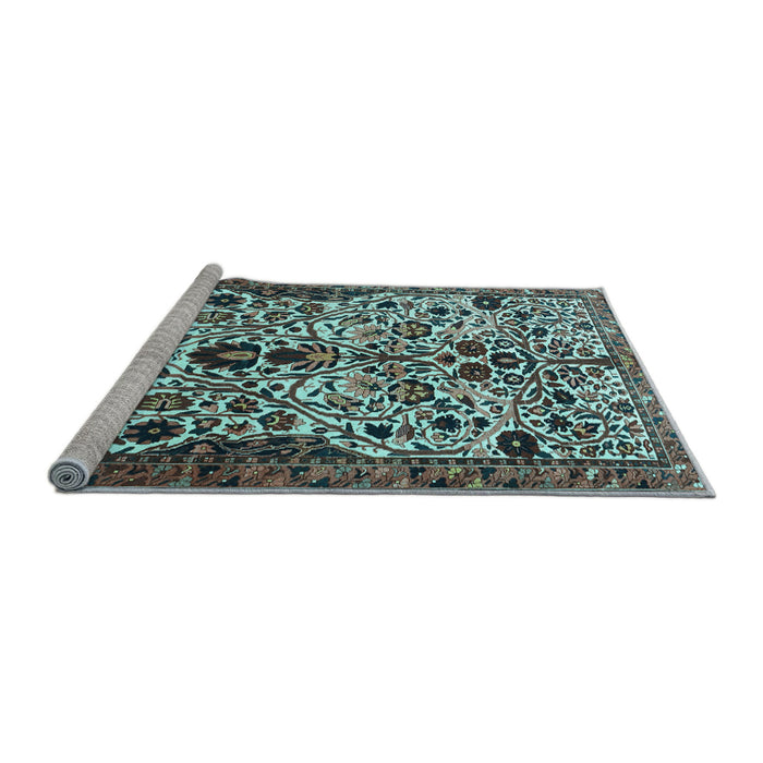 Sideview of Machine Washable Persian Light Blue Traditional Rug, wshtr3804lblu