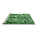 Sideview of Machine Washable Persian Emerald Green Traditional Area Rugs, wshtr3804emgrn