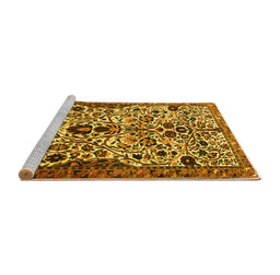 Sideview of Machine Washable Persian Yellow Traditional Rug, wshtr3804yw