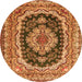 Machine Washable Medallion Orange Traditional Area Rugs, wshtr3805org