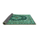 Sideview of Medallion Turquoise Traditional Rug, tr3805turq